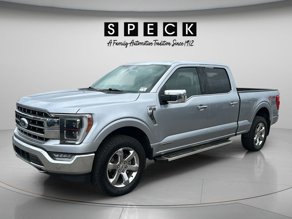 2022 Ford F-150 LARIAT in Iconic Silver Metallic — front three-quarter view