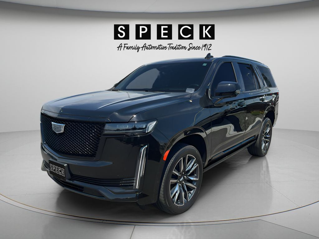 2023 Cadillac Escalade Sport in Black Raven — front three-quarter view