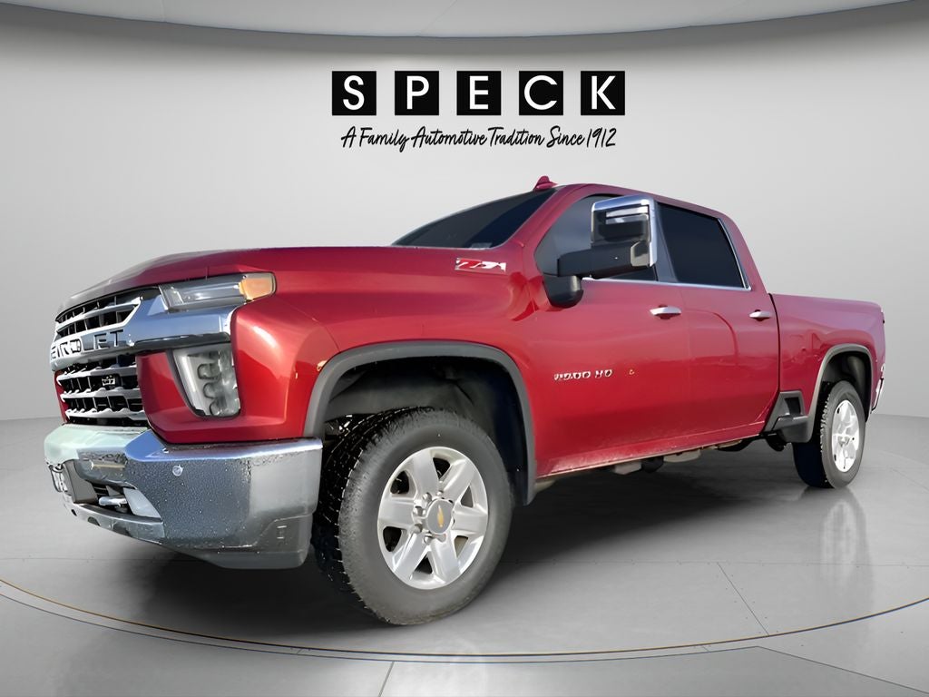 2022 Chevrolet Silverado 2500HD 4WD Crew Cab Standard Bed LTZ in Cherry Red Tintcoat — front three-quarter view