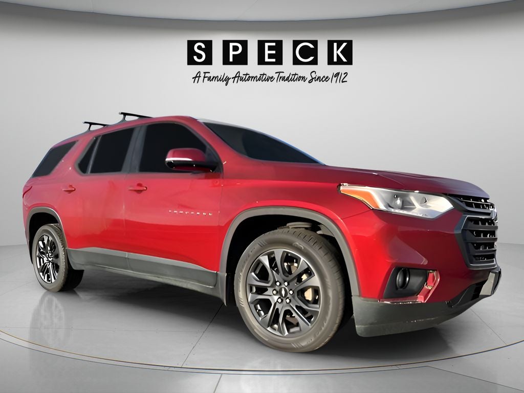2020 Chevrolet Traverse AWD RS in Cajun Red Tintcoat — front three-quarter view