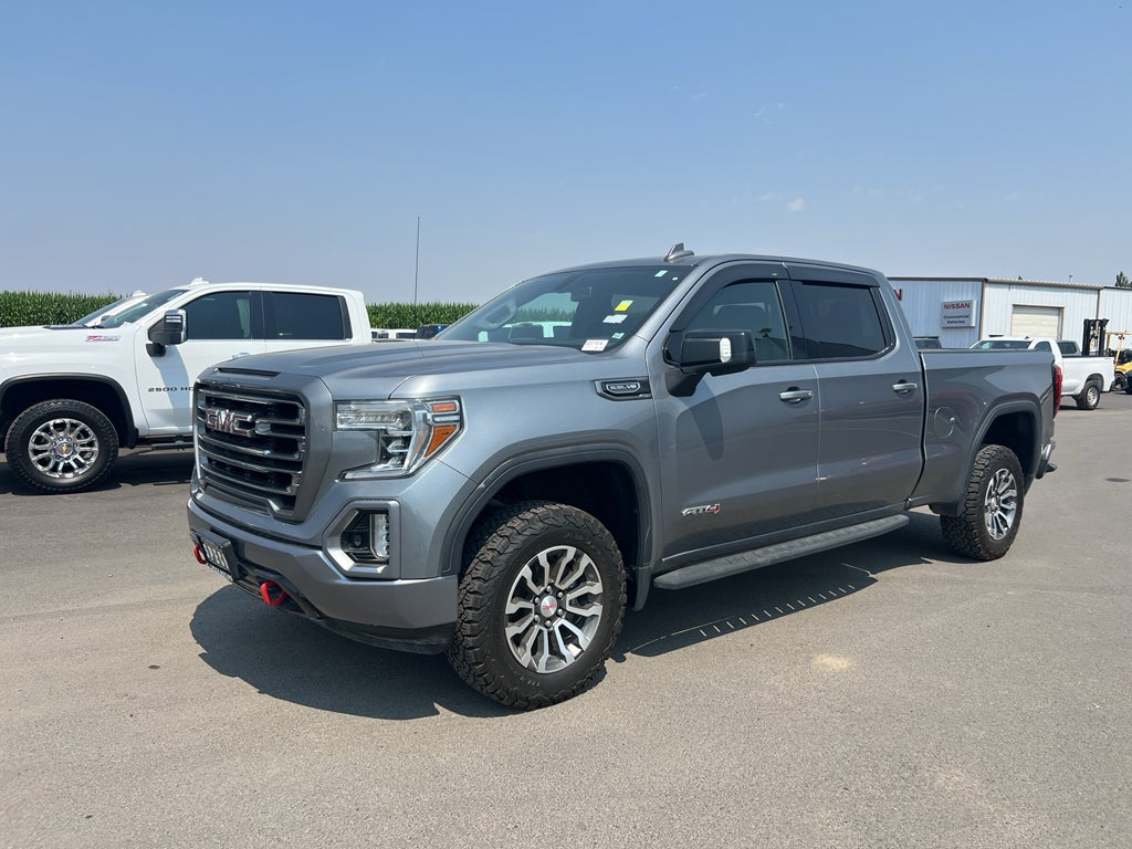 2020 GMC Sierra 1500 AT4 in Satin Steel Metallic — front three-quarter view