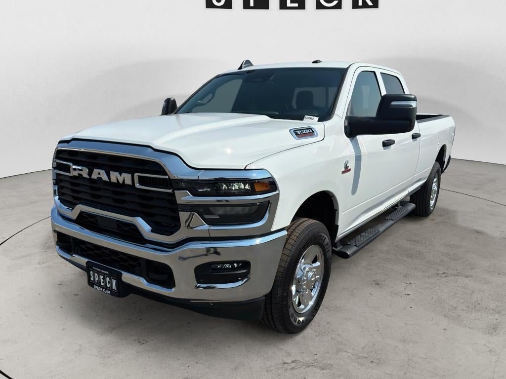 2026 RAM Ram 3500 RAM 3500 TRADESMAN CREW CAB 4X4 8' BOX in Bright White Clear-Coat Exterior Paint — front three-quarter view