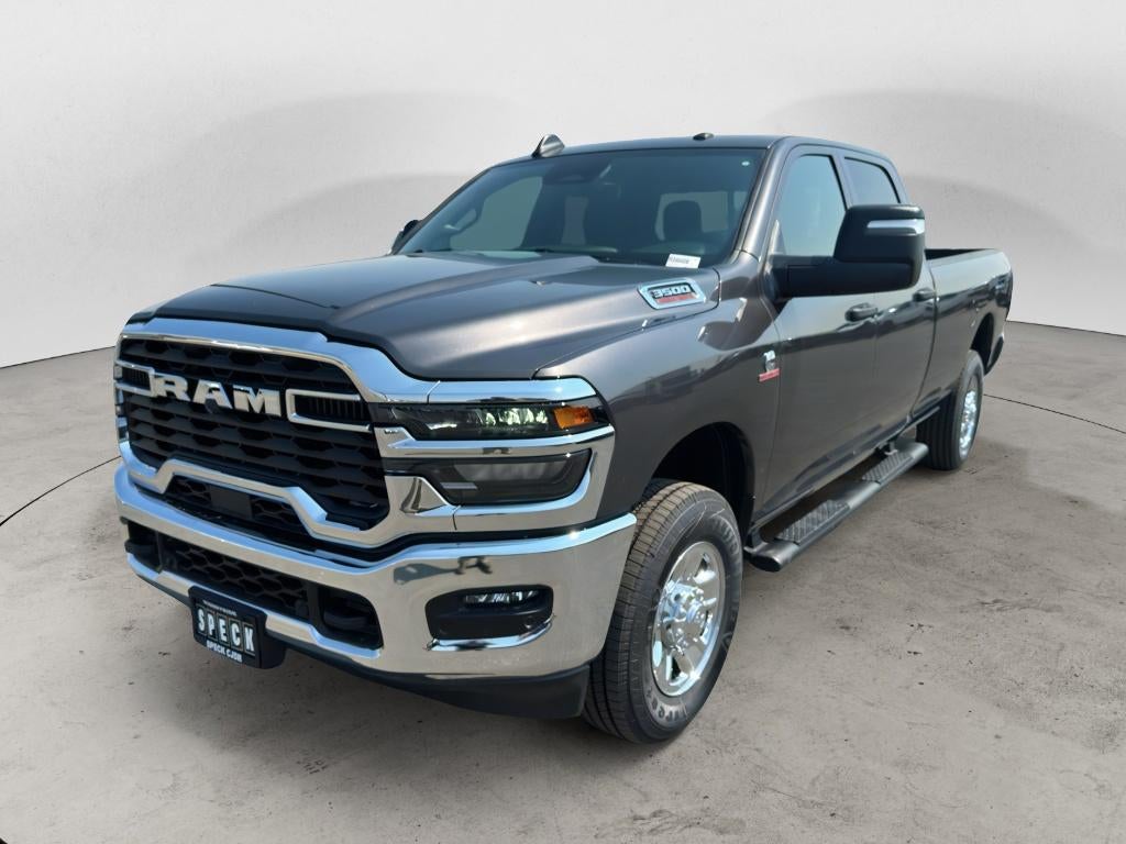 2026 RAM Ram 3500 RAM 3500 TRADESMAN CREW CAB 4X4 8' BOX in Granite Crystal Metallic Clear-Coat Exterior Paint — front three-quarter view