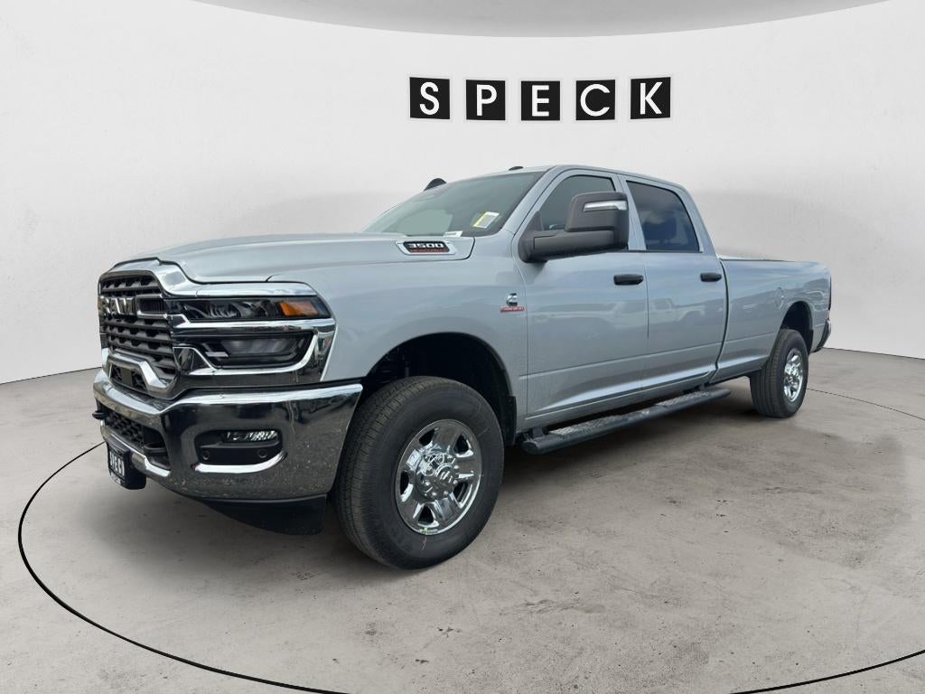 2026 RAM Ram 3500 RAM 3500 TRADESMAN CREW CAB 4X4 8' BOX in Silver-Zynith Exterior Paint — front three-quarter view