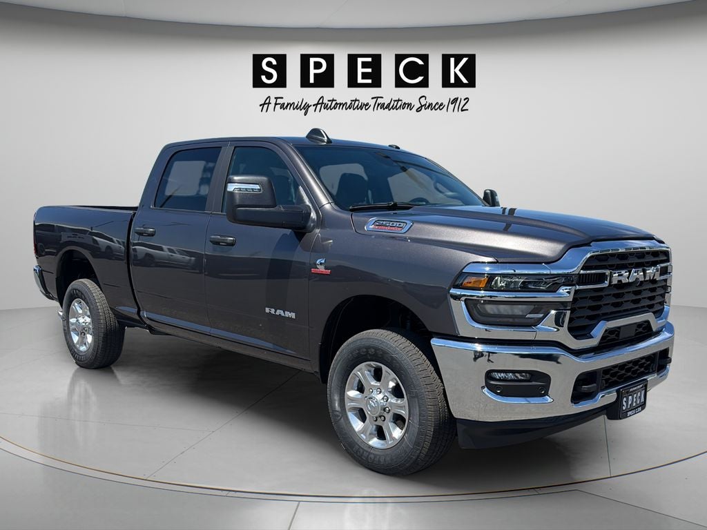 2026 RAM Ram 2500 RAM 2500 BIG HORN CREW CAB 4X4 6'4' BOX in Granite Crystal Metallic Clear-Coat Exterior Paint — front three-quarter view