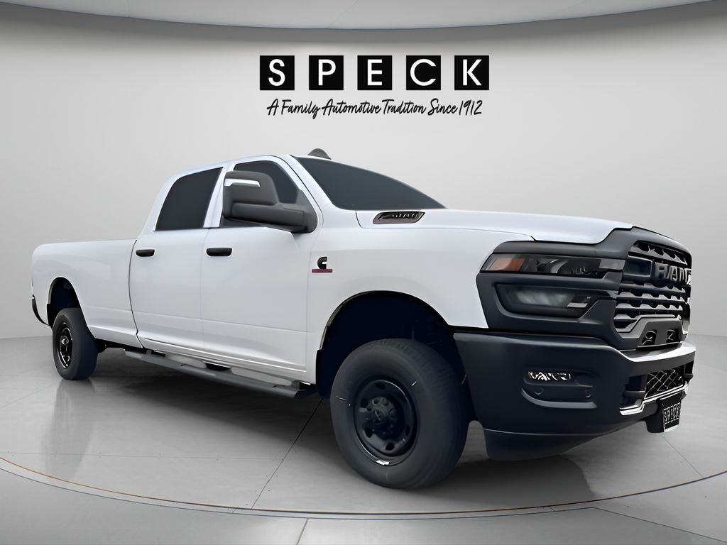 2026 RAM Ram 2500 RAM 2500 TRADESMAN CREW CAB 4X4 8' BOX in Bright White Clear-Coat Exterior Paint — front three-quarter view