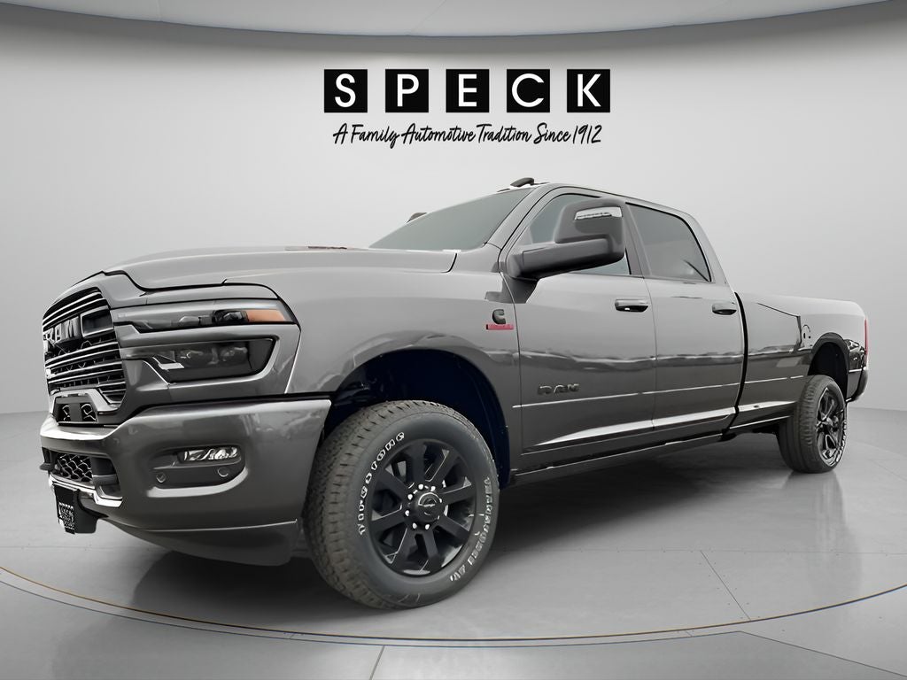 2026 RAM Ram 2500 RAM 2500 LARAMIE CREW CAB 4X4 8' BOX in Granite Crystal Metallic Clear-Coat Exterior Paint — front three-quarter view