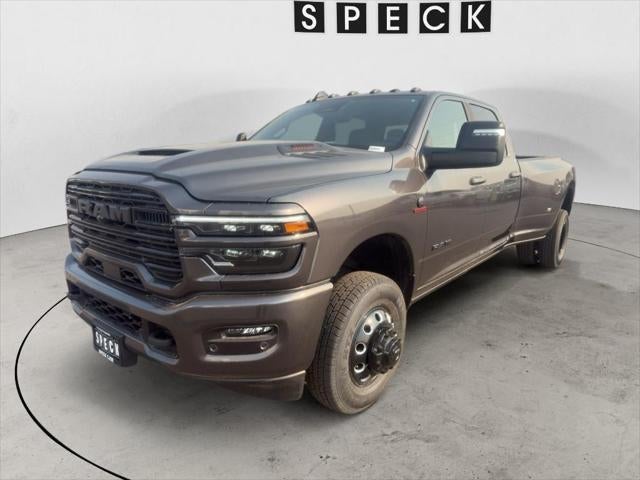 2026 RAM Ram 3500 RAM 3500 LARAMIE CREW CAB 4X4 8' BOX in Granite Crystal Metallic Clear-Coat Exterior Paint — front three-quarter view