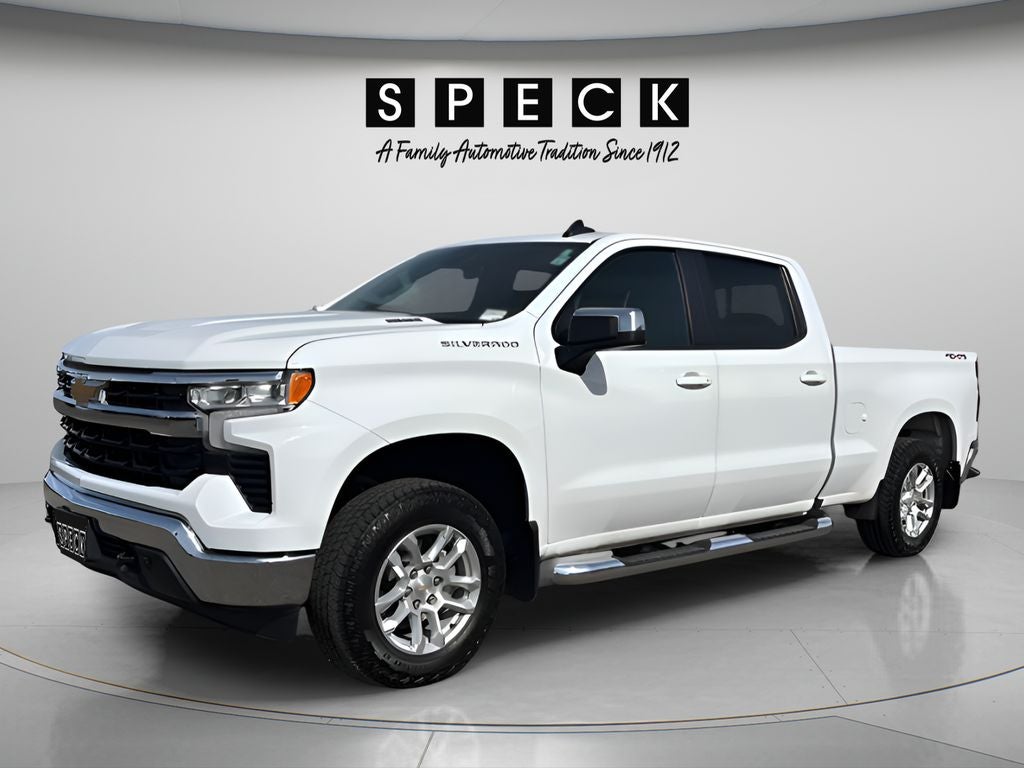 2024 Chevrolet Silverado 1500 4WD Crew Cab Standard Bed LT in Summit White — front three-quarter view